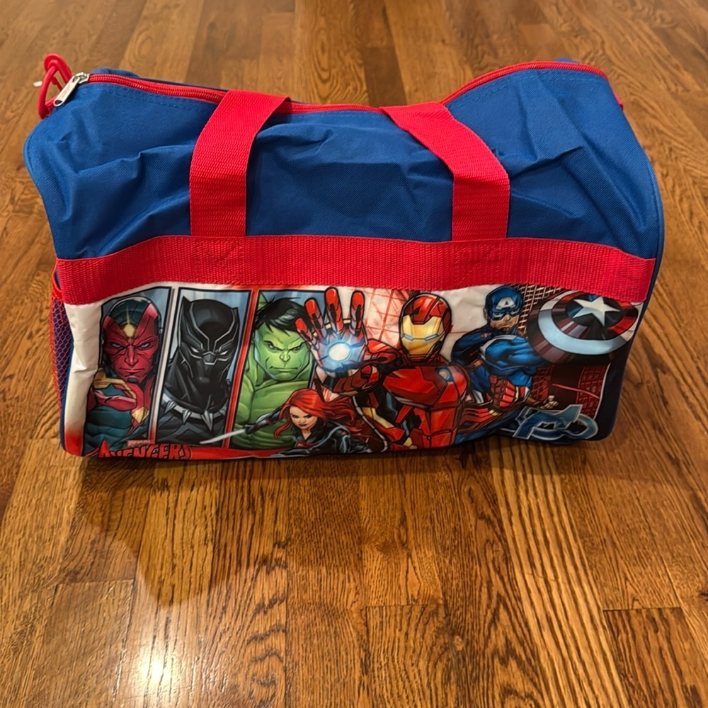 NWT Marvel Avengers Kid’s Blue and Red Duffel Bag